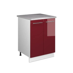 Szafka pod zlew Fame-Line Bordowy wysoki połysk/Biały 60 cm Vicco