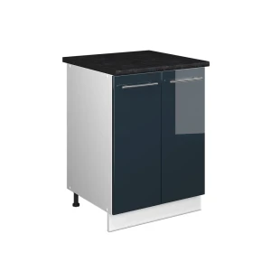 Spülenunterschrank Fame-Line Dunkelblau Hochglanz/Weiß 60 cm Vicco