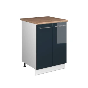 Spülenunterschrank Fame-Line Dunkelblau Hochglanz/Weiß 60 cm Vicco