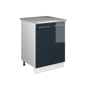 Spülenunterschrank Fame-Line Dunkelblau Hochglanz/Weiß 60 cm Vicco
