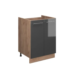 Spülenunterschrank Fame-Line Anthrazit Hochglanz/Goldkraft Eiche 60 cm Vicco