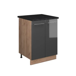 Spülenunterschrank Fame-Line Anthrazit Hochglanz/Goldkraft Eiche 60 cm Vicco