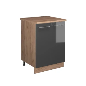 Spülenunterschrank Fame-Line Anthrazit Hochglanz/Goldkraft Eiche 60 cm Vicco