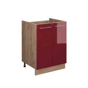 Spülenunterschrank Fame-Line Bordeaux Hochglanz/Goldkraft Eiche 60 cm Vicco