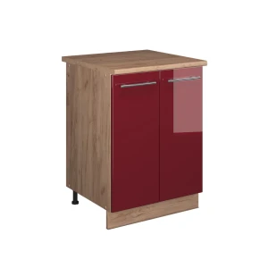 Spülenunterschrank Fame-Line Bordeaux Hochglanz/Goldkraft Eiche 60 cm Vicco