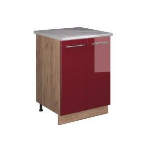 Spülenunterschrank Fame-Line Bordeaux Hochglanz/Goldkraft Eiche 60 cm Vicco
