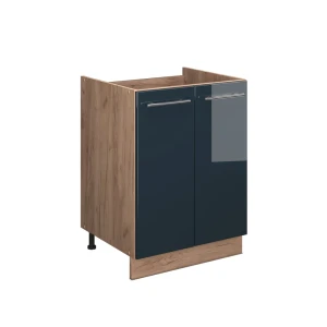 Spülenunterschrank Fame-Line Dunkelblau Hochglanz/Goldkraft Eiche 60 cm Vicco