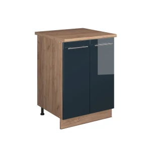 Mobile lavello cucina Fame-Line Blu scuro lucido/Rovere dorato 60 cm Vicco