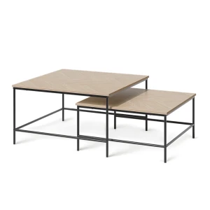 Coffee table set Ramio Oak/Black 80 x 80 cm 2 pieces Vicco