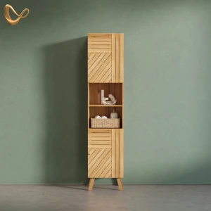 Badschrank Olona Bambus 40 x 177 cm mit 2 Türen livinity®