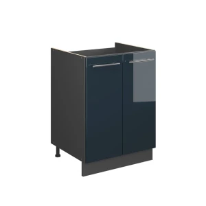 Spülenunterschrank Fame-Line Dunkelblau Hochglanz/Anthrazit 60 cm Vicco
