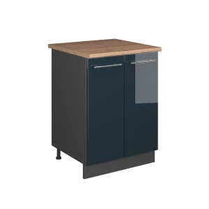 Spülenunterschrank Fame-Line Dunkelblau Hochglanz/Anthrazit 60 cm Vicco