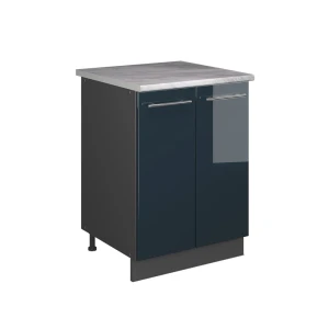 Spülenunterschrank Fame-Line Dunkelblau Hochglanz/Anthrazit 60 cm Vicco