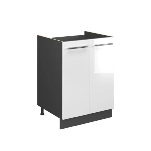 Spülenunterschrank Fame-Line Weiß Hochglanz/Anthrazit 60 cm Vicco