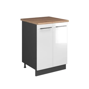 Spülenunterschrank Fame-Line Weiß Hochglanz/Anthrazit 60 cm Vicco