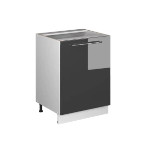 Mobiletto base cucina Fame-Line Antracite lucido/Bianco 60 cm 1 anta senza piano di lavoro Vicco