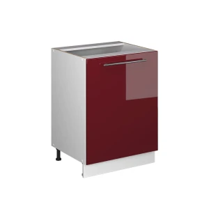 Küchenunterschrank Fame-Line Bordeaux Hochglanz/Weiß 60 cm 1 Tür ohne Arbeitsplatte Vicco