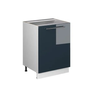 Küchenunterschrank Fame-Line Dunkelblau Hochglanz/Weiß 60 cm 1 Tür ohne Arbeitsplatte Vicco