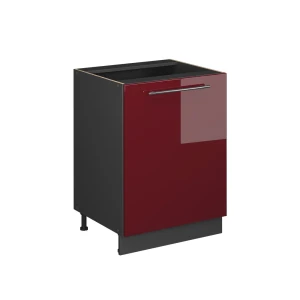 Küchenunterschrank Fame-Line Bordeaux Hochglanz/Anthrazit 60 cm 1 Tür ohne Arbeitsplatte Vicco