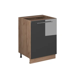 Mueble bajo de cocina Fame-Line Antracita alto brillo/Roble dorado 60 cm 1 puerta sin encimera Vicco