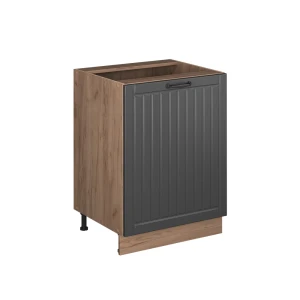Küchenunterschrank Fame-Line Dunkelgrau/Goldkraft Eiche 60 cm 1 Tür ohne Arbeitsplatte Vicco