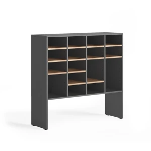 Shoe cabinet Hermia Anthracite/Goldkraft oak 104.2 x 99 cm with 16 open compartments Vicco