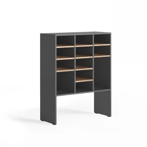 Schuhschrank Hermia Anthrazit/Goldkraft Eiche 78.6 x 99 cm mit 12 offenen Fächern Vicco