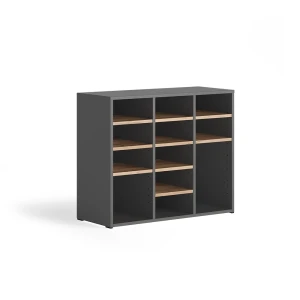 Schuhschrank Lysander Anthrazit/Goldkraft Eiche 78.6 x 65.5 cm mit 12 offenen Fächern Vicco