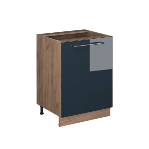 Kitchen base cabinet Fame-Line Dark blue high gloss/Goldkraft oak 60 cm 1 door without worktop Vicco