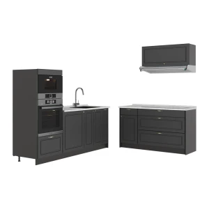 Køkken Fame-Line Anthrazit-Gold Landhaus/Antracit 340 cm, BP Marmor Vicco
