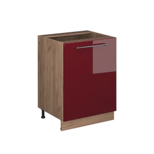 Mobiletto base cucina Fame-Line Bordeaux lucido/Rovere dorato 60 cm 1 anta senza piano di lavoro Vicco