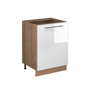 Küchenunterschrank Fame-Line Weiß Hochglanz/Goldkraft Eiche 60 cm 1 Tür ohne Arbeitsplatte Vicco