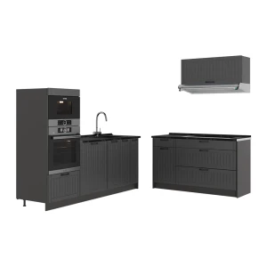 Keittiö Fame-Line Tumman harmaa/antrasiitti 340 cm, AP Antrasiitti Vicco
