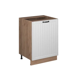 Küchenunterschrank Fame-Line Weiß Landhaus/Goldkraft Eiche 60 cm 1 Tür ohne Arbeitsplatte Vicco