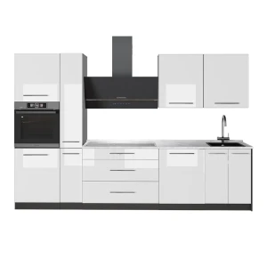 Keittonurkkaus Fame-Line Valkoinen korkeakiilto/antrasiitti 310 cm, AP Marble Vicco