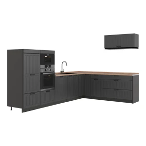Kuchnia narożna Fame-Line Ciemnoszary/Antracyt 327 x 227 cm, BP Dąb Vicco