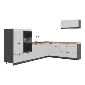 Kulmakeittiö Fame-Line Valkoinen maalaistalo/antrasiitti 327 x 227 cm, AP Oak Vicco