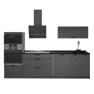 Complete keukeneenheid Fame-Line Donkergrijs/Antraciet 280 cm zonder werkblad Vicco