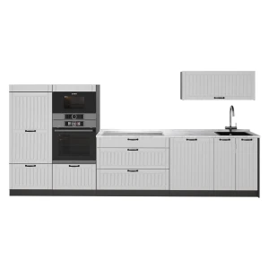 Zabudowa kuchenna Fame-Line Biały rustykalny/Antracyt 340 cm, BP Marmur Vicco