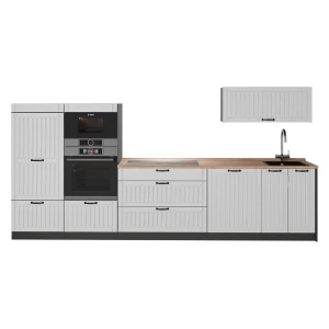 Küchenzeile Fame-Line Weiß Landhaus/Anthrazit 340 cm, AP Eiche Vicco