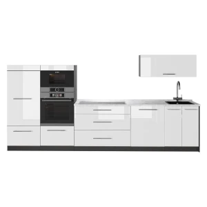 Complete keukeneenheid Fame-Line Wit Hoogglans/Antraciet 340 cm, WB Marmer Vicco