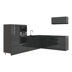 Hjørnekøkken Fame-Line Antracit højglans/Antracit 327 x 227 cm, BP Antracit Vicco