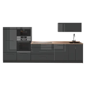 Zabudowa kuchenna Fame-Line Antracyt połysk/Antracyt 340 cm, BP Dąb Vicco