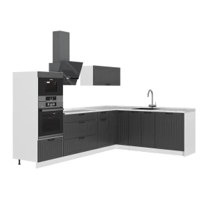 Eckküche Fame-Line Dunkelgrau/Weiß 287 x 207 cm ohne Arbeitsplatte Vicco