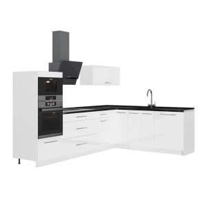 Hjørnekøkken Fame-Line Hvid højglans/Hvid 287 x 207 cm, BP Antracit Vicco