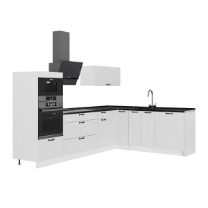 Hjørnekøkken Fame-Line Hvid landhus/Hvid 287 x 207 cm, BP Antracit Vicco
