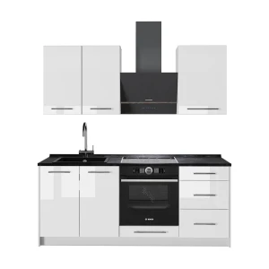 Cozinha individual Fame-Line Branco alto brilho/Branco 190 cm sem bancada Vicco