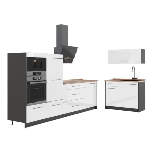 Cozinha Fame-Line Branco alto brilho/antracite 380 cm, AP Carvalho Vicco