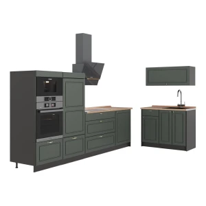 Kuchnia Fame-Line Green Gold Country/Antracyt 380 cm, BP Dąb Vicco