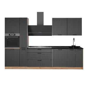 Cuisine Fame-Line Gris foncé/Chêne de force doré 310cm, PT Anthracite Vicco